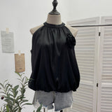 Real Shooting French Gold Wind Hanging Shoulder Waistcoat Woman Design Feel Sleeveless Bud Top Loose Shirt 1170