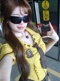 Sweet Summer Academy Style New Niche Design Short-Sleeved Shirt Plaid Half Dress Two-Piece
