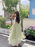 Summer New French Thin Small Fresh Dress Light Green Seaside Vacation Sling Skirt Mid-Long Model 2026
