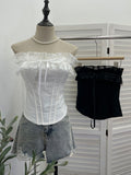 Sleeveless Short Top With Chest Pad Anti-Slip Slender Waistcoat Ponies With Bows