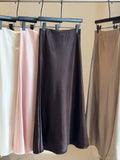 2025 New Thick Acetic Acid Fascination Silk Gloss Fishtail Half Skirt Women's A-Word Bag Hips Thin-Skinny Skirt