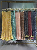 Printed Wave Folding Skirt High Waist Thin Temperament Long Dress Commuter Lattice Half Skirt A-Dress Skirt