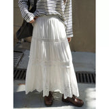 French Embroidery Flower Hollow Lace Splicing Half Dress Girl Spring 2026 High-Waist A Word Loose Swing Cake Skirt