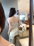 French Unique Lace Long-Sleeved T-Shirt Girl Spring And Autumn New With Slings High-End Feel Super-Looking Coat Top