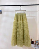 Sweet Heavy Industry Network Saupong Cake Skirt Apricot-Color Lotus Side Layer Feeling Half-Body Skirt Autumn And Winter Horny Fairy Dress