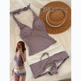 New High-End Lattice Bikini Vest In Windy Pure-Want Holiday Hot Spring With Chest Cushion Set