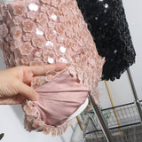 Romantic Style Pink Petal Bling Squint Short Skirt Women Summer New A-Word Bag Hip Skirt 8929