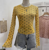 Real Shooting Bo Point Velvet Long Sleeve Sunscreen T-Shirt Women's Spring And Summer Mesh Tau Yarn Tau Tau Tannery Short Repair Body Dress 2721