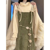Set Women 2025 Autumn And Winter Han Series Age-Old Long-Sleeved Bottom Shirt Top Cover To Collect Waist Thin Back With Dress Two Sets
