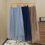 Autumn And Winter Planting Velvet Small Wave Dot Fairy Long High-Waist Temperament Full Thin Half Skirt Dot Big Swing A Skirt