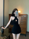 Pure Windy Hottie Cross-Hanging Neck Vest Women's Summer New Waist Display Thin Shoulder High-End Feel Beautiful Top