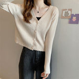 Korean Knitted Cardigan Women's Autumn And Winter New Body-Repair Niche Design With A Short Bottom Long-Sleeved Top Coat