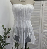 Real Shooting Holiday Style Design Sense Irregular Folded Brae Vest With Chest Cushions Sleeveless Top Woman 8880