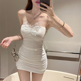 Pure Hottie Sexy Side-Stool Bag Hip Skirt Summer New Fashion Three-Dimensional Bow Super Fairy Dress