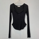 Handong Gate New Fashion Comfortable And Sexy Half-Open Bring Bosom Femininity Comfortable Long-Sleeved T-Shirt