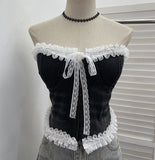 Real Shooting Lace Side With Cowboy Bra Vest Woman Summer With Chest Pad Outside Wearing Short Top 2761