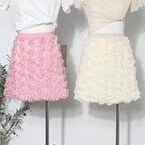 Three-Dimensional Rose Flower Half Skirt Fluffy Skirt Tight High Waist Thin A Short Skirt Woman 9099