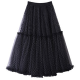 French Heavy Industry Mesh Dress Pink Wave Point A Long Skirt 2025 Winter Commute Cake Skirt