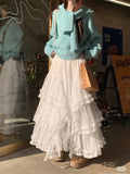 Heavy Industry Lace Splicing Mesh Dress Dress Women 2025 New A-Shaped Yarn Dress Sweet Princess Ponpong Cake Dress