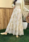 Korean New French Style Wears Advanced Temperament To Reduce The Age To Show Thin Purple Broken Flower Skirt