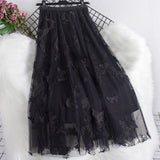 Three-Dimensional Butterfly Net Dress 2025 New Large Swing A Word Umbrella Skirt In The Long Skirt Women's Autumn And Winter Live Explosion