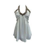 Real Shooting Pure Gold Style Decoration V-Neck Hanging Neck Double-Layer Sleeveless Doll Shirt 8673