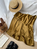 2025 New Half-Body Skirt Acetate Vertic Acid Faeminous Fishtail Dress Female Famous Style Temperament Niche Thin Bag Hip Half Skirt