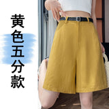 Mid-Trousers Tiansi Linen Thin Five-Point Trousers Summer High-Waist New Shorts Casual A-Legged Trousers Female Trend