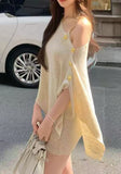 French-Style Shoulder Irregular Knitted Cloak Shawl Woman + Sling Dress Set Languid Outside The Coat