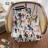 2025 New High-Rise Half-Dress Woman Tight Waist Ink Print Design Sense A-Character Skirt In The Long Folded Skirt