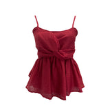 Real Shooting Hong Kong Island Hottie Sling Vest Folded Short Skirt Shaved Meat Thin Sleeveless Top 3729