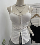 Real Patted Breast Pad Sling Sling Vest Hook Belt Strap Design Feel Waist Hottie Sexy Short Coat 6226