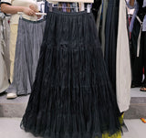 Autumn Folded Net Dress Large Size Women's A-Character Skirt Long Fairy Dress Cake Skirt Skirt Skirt Skirt