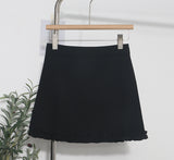 Real Shooting Wooden Ear Suit Short Skirt Summer Anti-Walking Lining High Waist Thin Ass A Word Step Skirt 6875