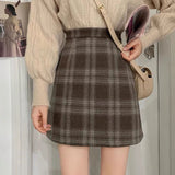 Hairy Lattice Skirt Women's Dress 2025 Spring And Autumn Winter New High-Waist Retro A-Character Skirt With A Short Skirt