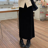 Plus Velvet Lint A Word Half-Body Skirt Women Autumn And Winter Fat MM Tight High Waist Straight Skirt Slim Skirt Solid Color Tide