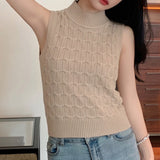 Spring And Summer New High-End Temperament Mahjong Half-High Neck Vest Knitted Knitwear