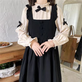 Spring Small Salt Milk Sweet College Wind-Backed Dress Women Loose Folded Cute Two Sets