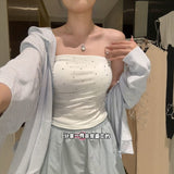 Pure Hot Diamond Smear Sling Sling Sling Vest Women Summer New Sexy Slimming Inside And Outside Wearing A Small Top