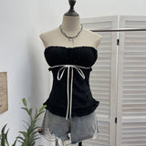 Real Shoots Of The Jacaranda With A Bow With A Bow Folded Breast Vest For A Summer With A Breast Pad Sleeveless Top 6168