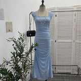 Real Shoot ñÞÖåÍø ¶ÖåÍø Side-Shoulder Vest Dress With Hip Slimming Long Dress With Inner Lining 8831