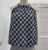 Hanging Neck Lattice Sling Vest Women 2026 Summer New Lattice Loose Sleeveless Shirt Top 9350