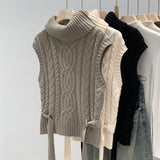 2026 Mahjong Sweater Vest Women's Autumn And Winter Spring Folding Collared Belt Knitted Top