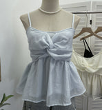 Real Shooting Hong Kong Island Hottie Sling Vest Folded Short Skirt Shaved Meat Thin Sleeveless Top 3729