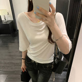 Pure Hot Babes Windy Five-Sleeved T-Shirt Girl 2025 Summer Loose Slim Beautiful Beautiful Little Top