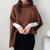 South Korea Dongdaemun 2026 Winter New Irregular High-Collar Knitting Cloak Leisure Warm Shawl Cloth Woman Tide