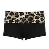 2025 New Trend Hottie Retro Leopard Crotch Waist Spliced Low-Rise Shorts Sexy Thin Casual Hot Pants
