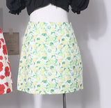 Oil Painting Print High-Rise Half-Dress Anti-Light A-Word Bag Babes Holiday Broken Flower Short Skirt Female 6116