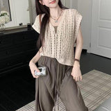 Shanghanghu Crochet V-Neck Vest Knitted Shirt Women's Summer 2026 New Design Short External Sunscreen Sleeveless Top