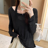 Lazy Sleeveless Sleeveless Vest Long-Sleeved T-Shirt Two Sets Of Women's Spring And Summer New Design Sunscreen Shirt